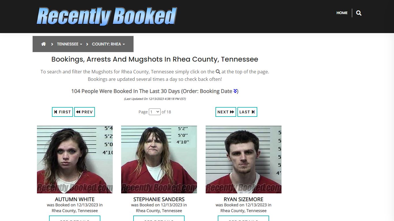 Recent bookings, Arrests, Mugshots in Rhea County, Tennessee